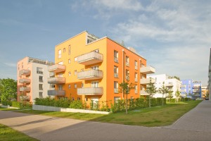 Ansicht der Wohnhäuser im Parco 1516 Regensburg