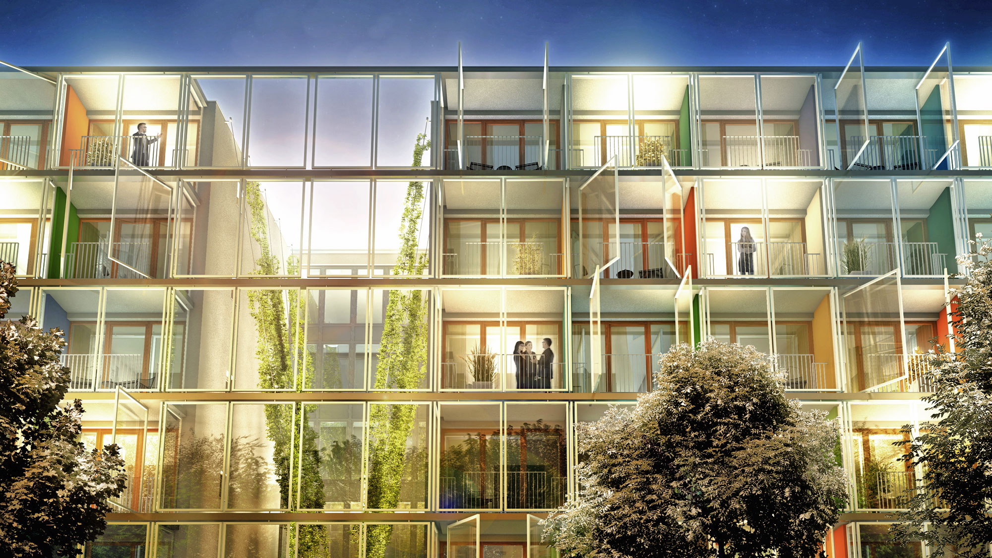Außenansicht des Neubauprojekts studiomuc - in München Schwabing - einem der aktuell realisierten Immobilienkonzepte der Schimpel & Winter Immobilien-Gruppe - mit hochmodernen Mikroapartments