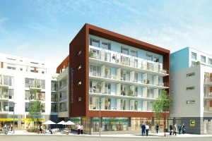 Neubauprojekt studiosus 3 - Außenansicht der Wohnanlage mit modernen Studentenwohnungen in München Moosach