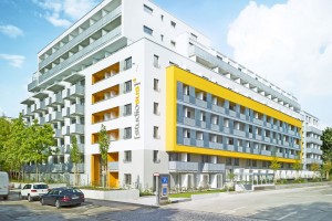 Neubauprojekt studiosus 4 - Außenansicht der Wohnanlage mit hochmodernen Studentenapartements in einzigartiger Lage in München